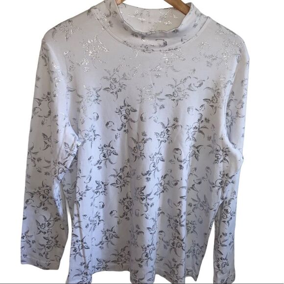 Blair - white and silver pattern long sleeve - Picture 1 of 9